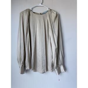 Antonio Melani Womens Gold Silk Blouse Size XL Party